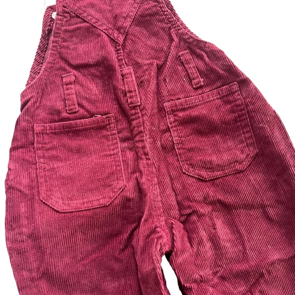 In Design Kids Vintage Sz 18 Months Burgundy Corduroy Overalls Flannel Shirt Set